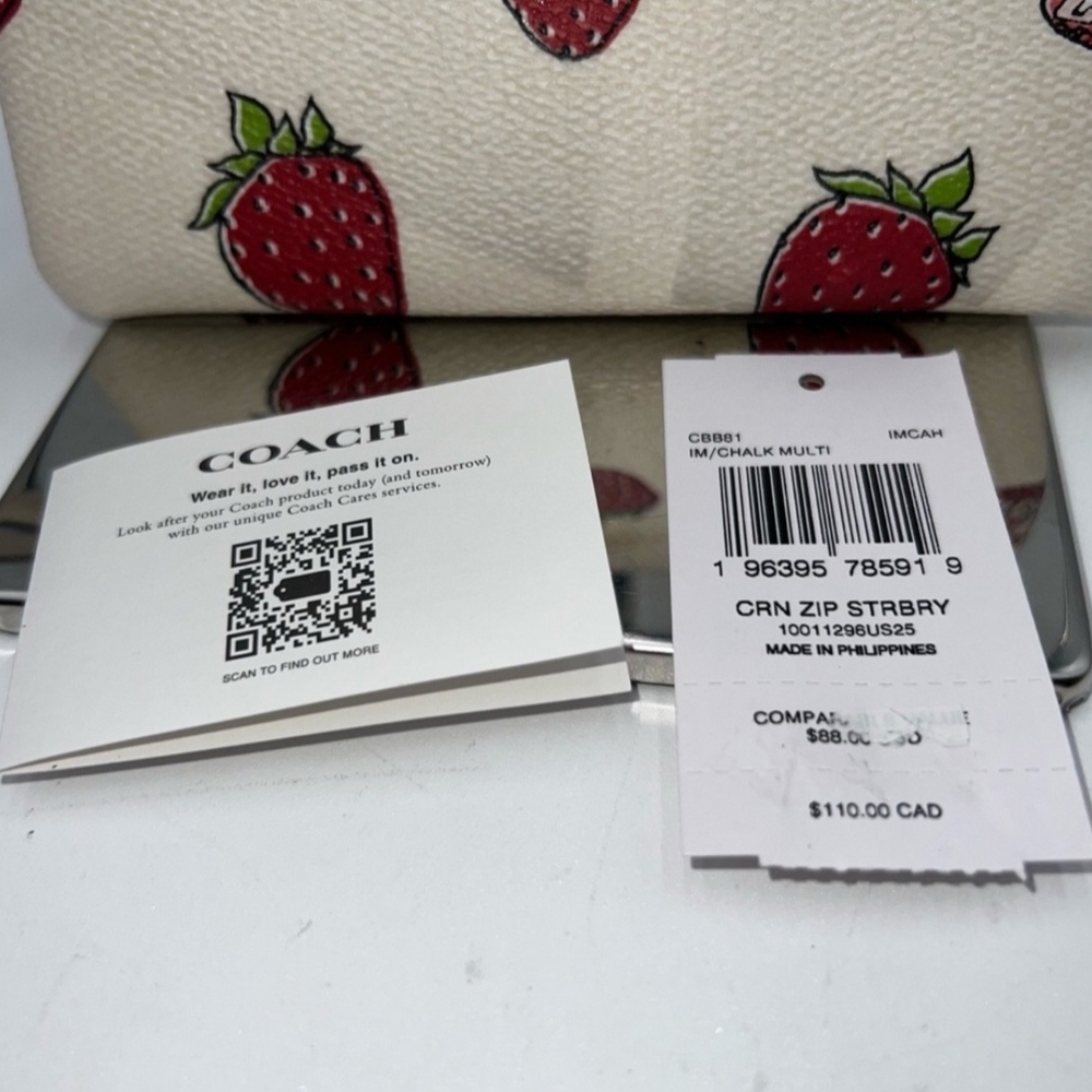 Coach Strawberry Print Wristlet - Picture 2 of 9